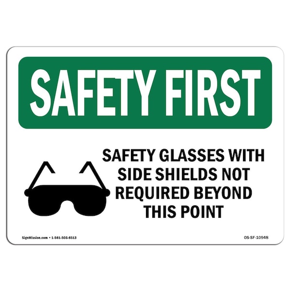 OSHA, Safety Glasses W/ Side Shields W/ Symbol, 5in X 3.5in Decal, 10PK, OS-SF-D-35-L-10948-10PK
